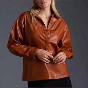 Anthropologie Brown Leather Shirt